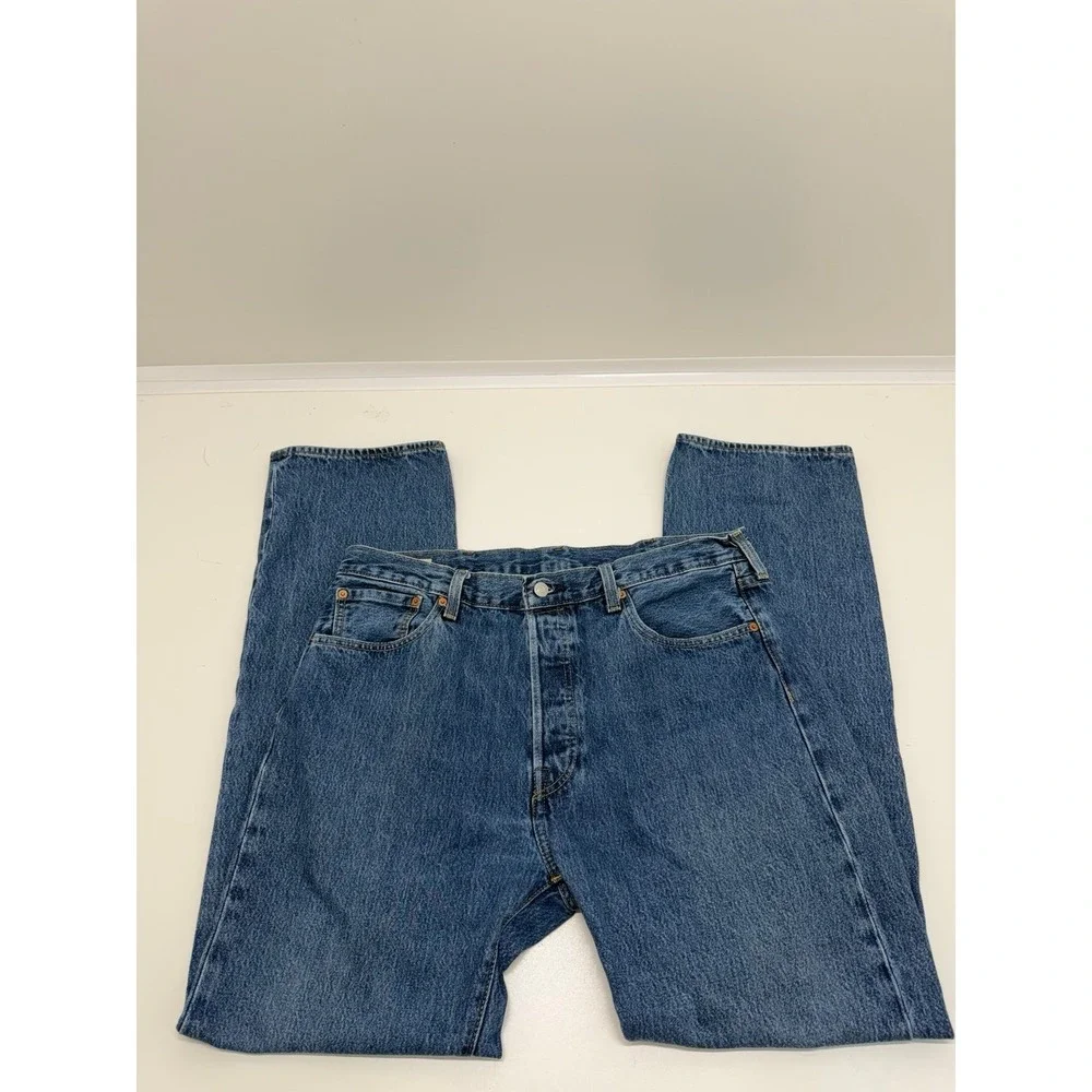 Levi's Jeans Men's 38 Blue 501 Premium Dark Wash Button Fly Straight Denim 38x34